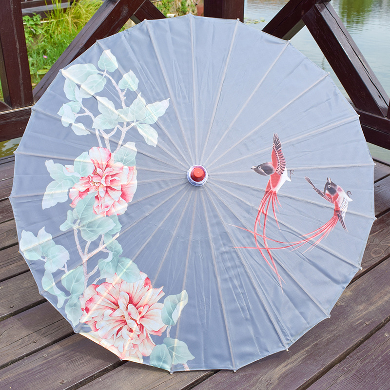 Oiled Paper Umbrella Silk Cloth Printed Umbrella Antique Umbrella Wholesale National Trendy Style Hanfu Decorative Suspended Ceiling Dance Performance Umbrella