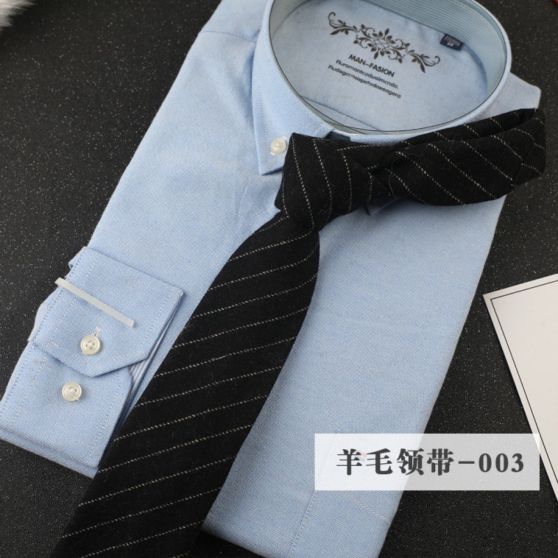 Men's 7cm Woolen Necktie Striped Solid Color Business Work Workplace Casual Formal Wear Direct Supply in Stock