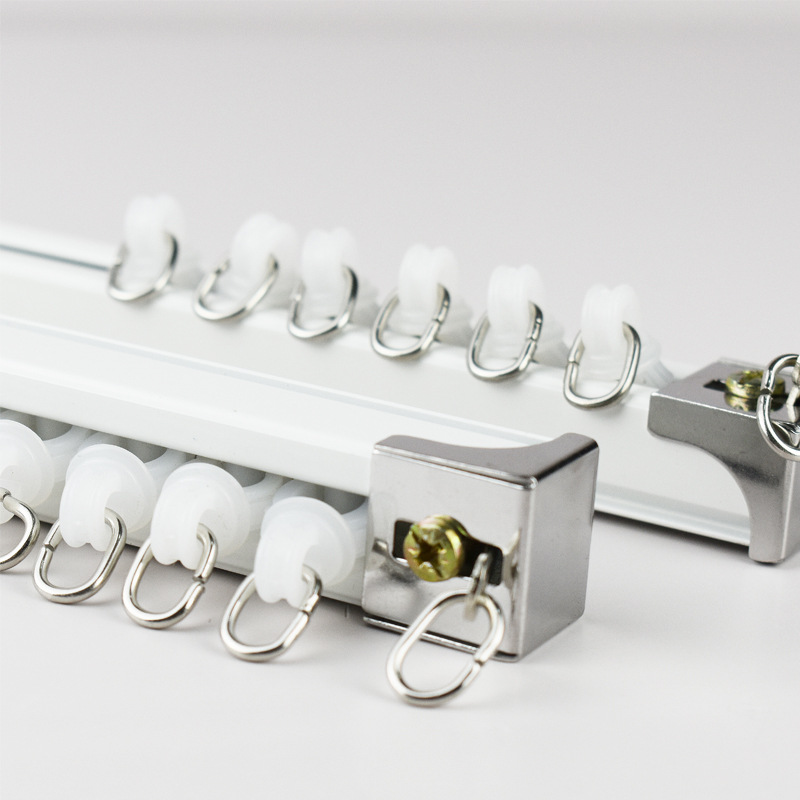 铝合金加厚窗帘轨道静音滑道单双轨道滑轨滑轮顶装侧装不锈钢单轨