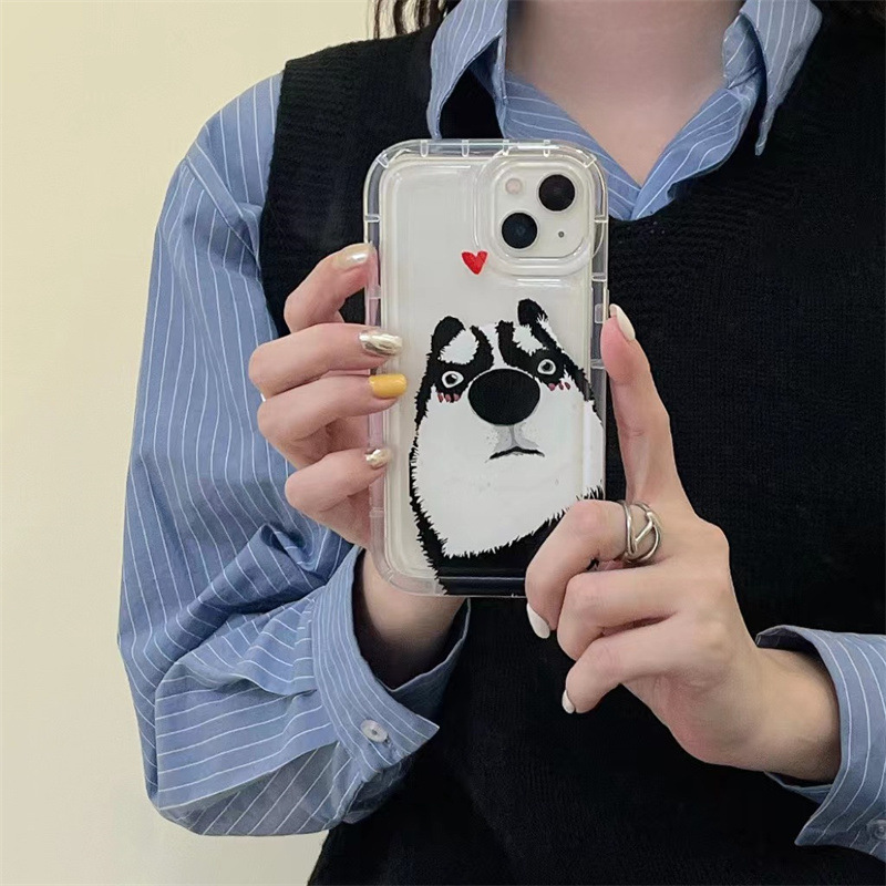 适用苹果14pro手机壳新款iphone14promax呆萌13二哈12网红11超火