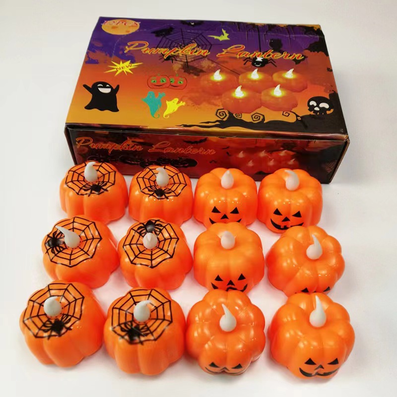 Pumpkin Small Candle LED Electronic Candle Halloween Party Decoration Supplies Ghost Festival Luminous Pumpkin Lamp Wholesale