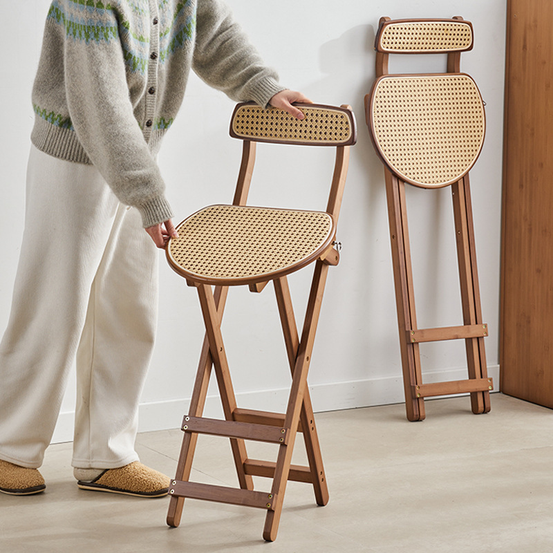 可折叠高脚凳咖啡厅收银台吧台靠背椅子家用便捷式结实成人小板凳