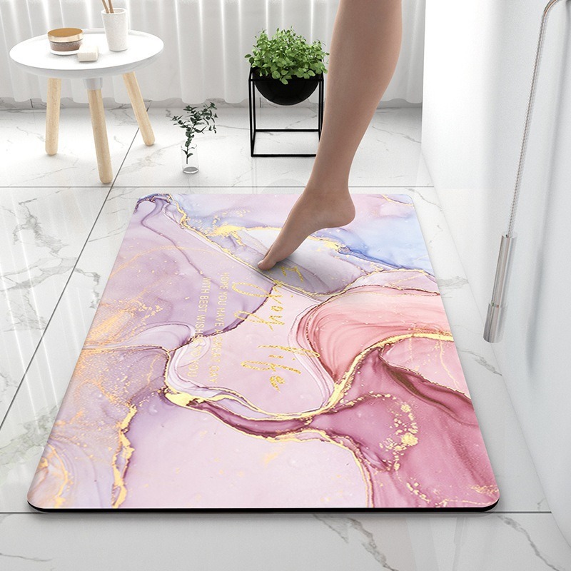 Marble Bathroom Absorbent Floor Mat Toilet Quick-Drying Foot Mat Door Mat Non-Slip Soft Diatom Ooze Floor Mat