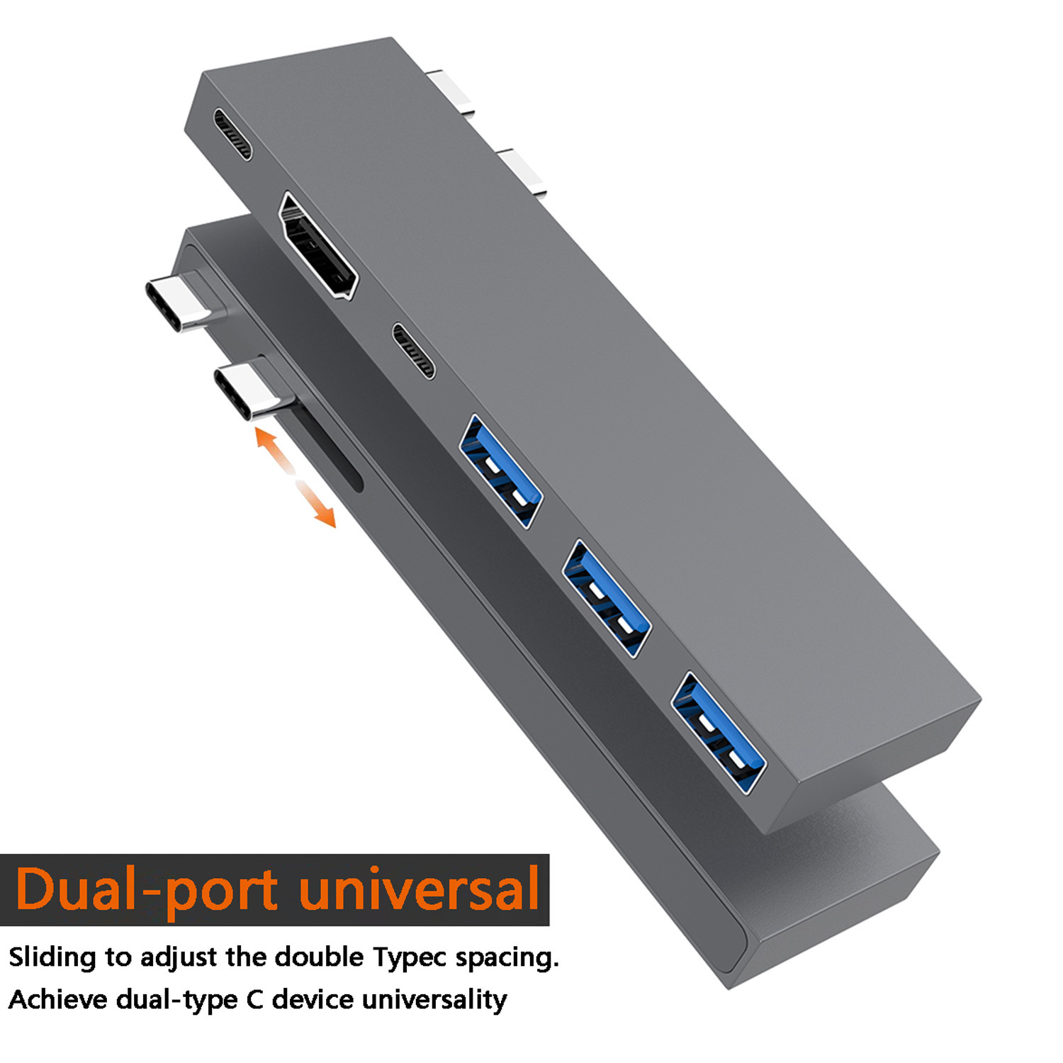 双头type-chub适用华为 dell联想usb c 高速传输笔记本6in1扩展坞