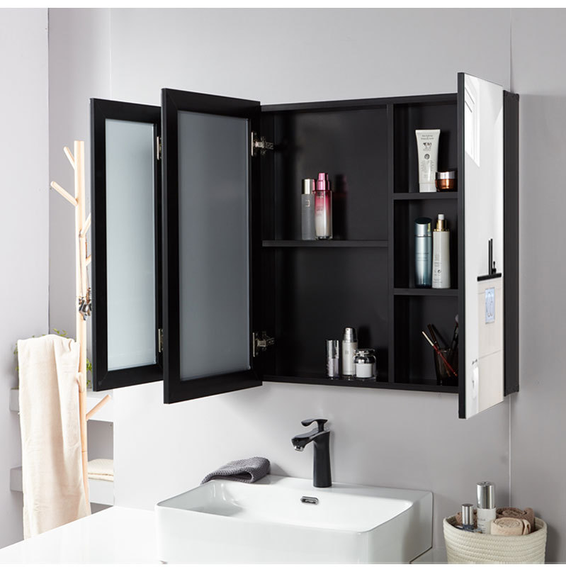 浴室镜柜太空铝镜面柜洗漱镜子柜挂墙式置物柜洗手间镜箱简约