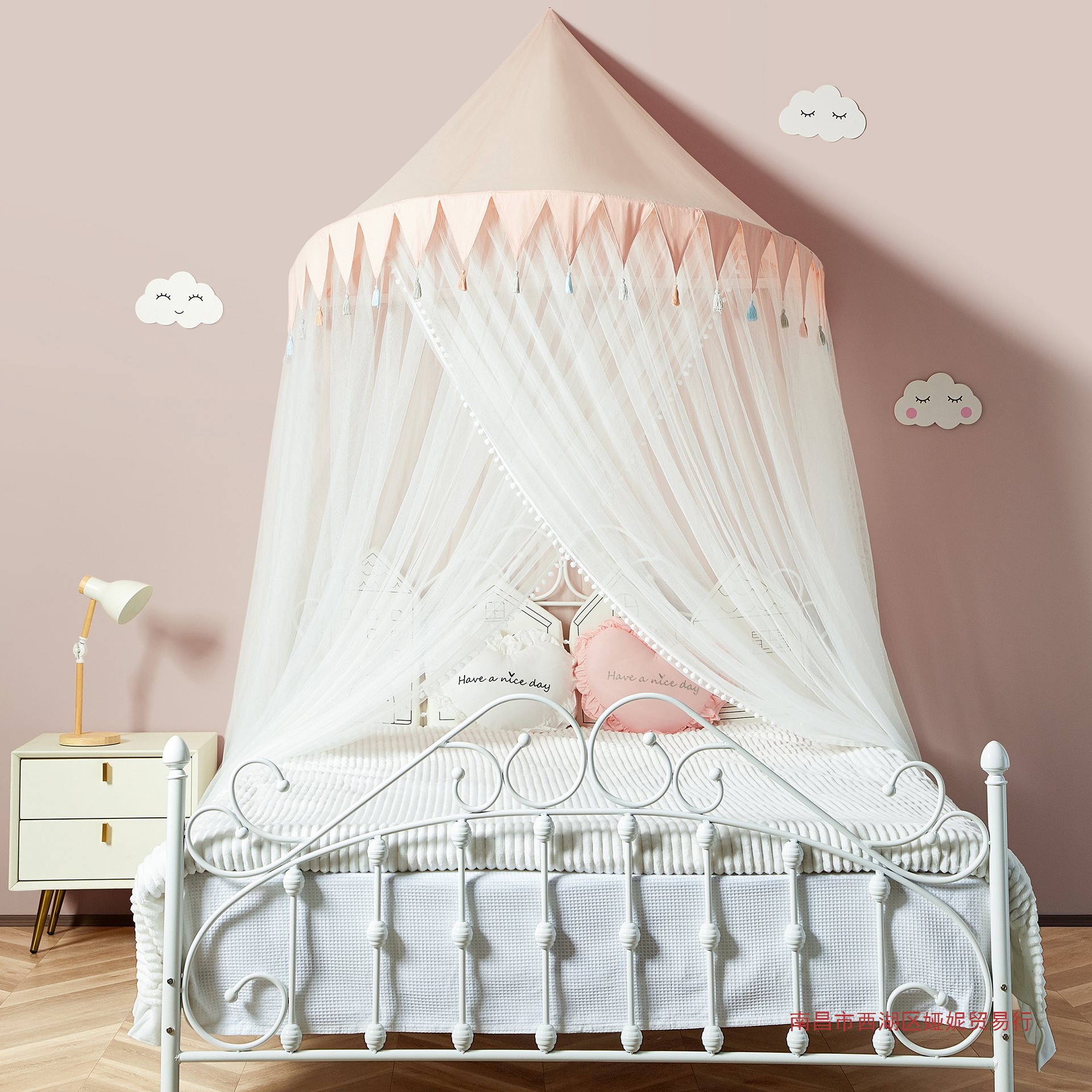 ins蚊帐公主风吊顶圆顶蚊帐免安装床幔1.5/1.