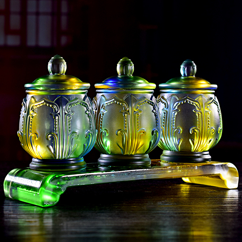 佛具供奉佛前观音琉璃莲花圣水杯家用佛堂供杯净水杯佛教用品包邮