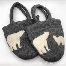 手工羊毛毡北极熊/小羊创意卡通手拎包单肩包简约日常休闲