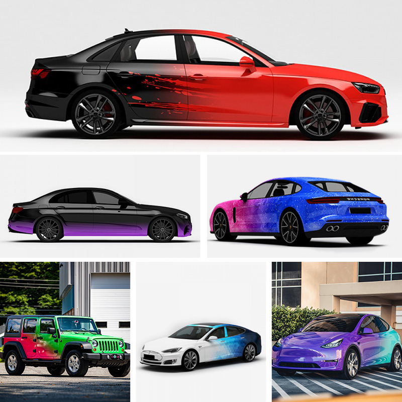 汽车渐变改色膜渐变彩绘改色膜汽车车身贴膜涂鸦个性化改色全车膜