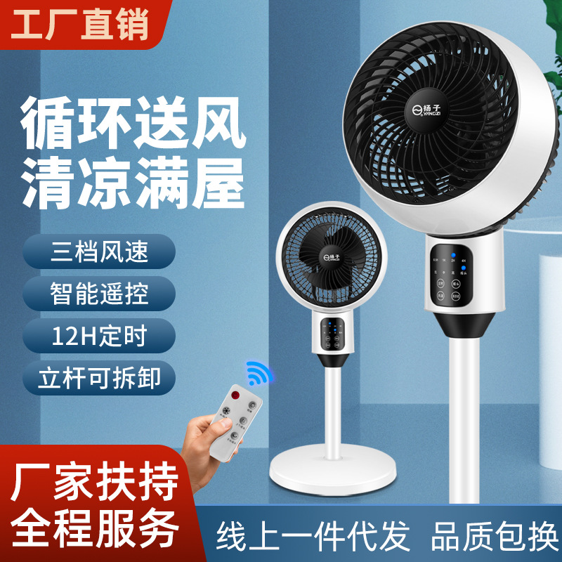 Air Circulator Household Fan Frequency Conversion Low Noise Remote Control Platform Dual-Purpose Shaking Timing Floor Fan