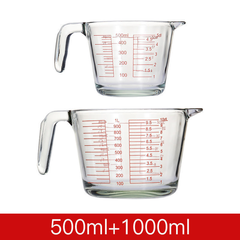 Egg Beating Glass Measuring Cup Food Grade Scale Glass Household Heatproof Baking Mixing Bowl Measuring Measuring Cup