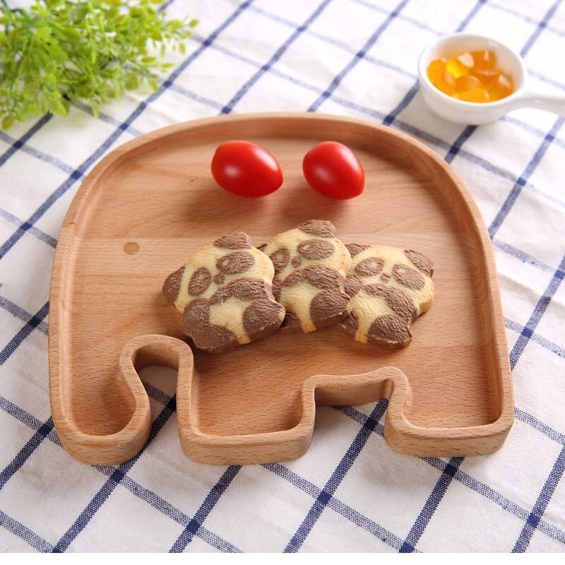 Customized Wooden Cartoon Tray Baby Food Plate Beech Multi-Specification Solid Wood Pallet Carved Logo Wood Pallet