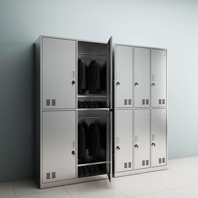 304不锈钢更衣柜员工储物柜带锁工厂无尘净化车间用宿舍浴室六门