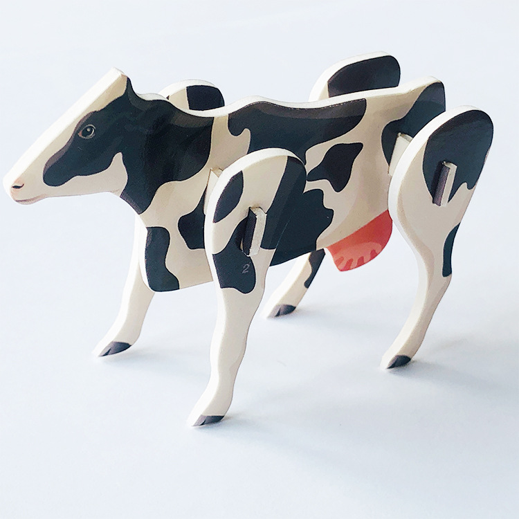 定制3d立体拼图动物模型diy模型 kt板拼图 奶牛海绵立体拼图