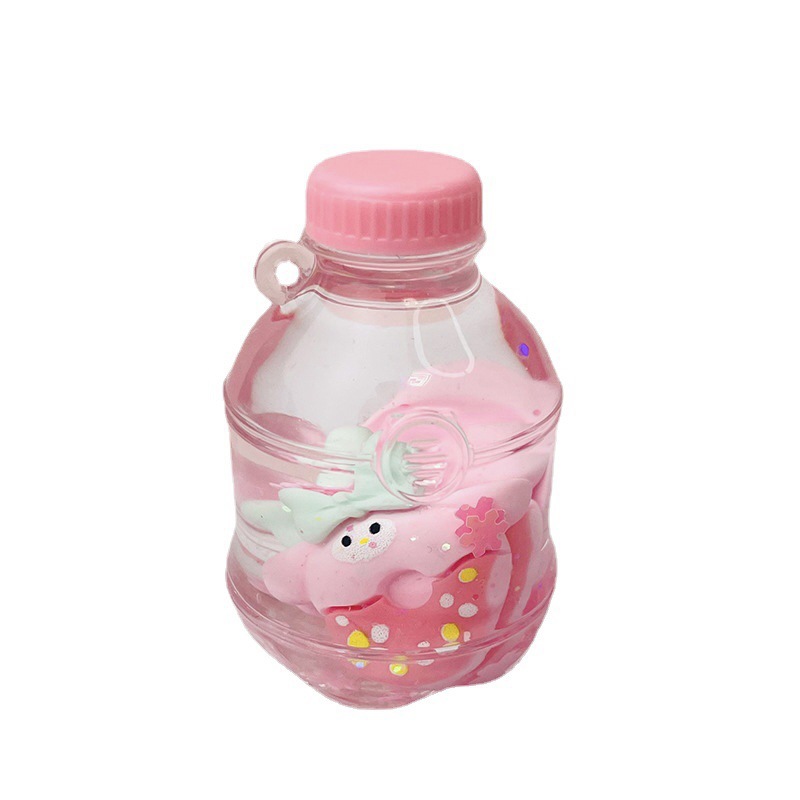 Cute Pink Donut Quicksand Bottle Keychain Acrylic Oil Schoolbag Car Cartoon Key Pendant Wholesale