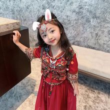 新款中国风网红亲子装苗疆少女衣服藏族服装儿童女旅游杨超越同款