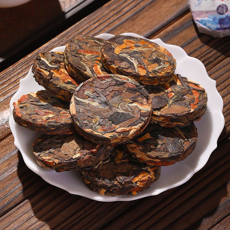 陈皮普洱白茶陈年寿眉简装袋装小茶饼批发散装小包装茶叶跨境电商