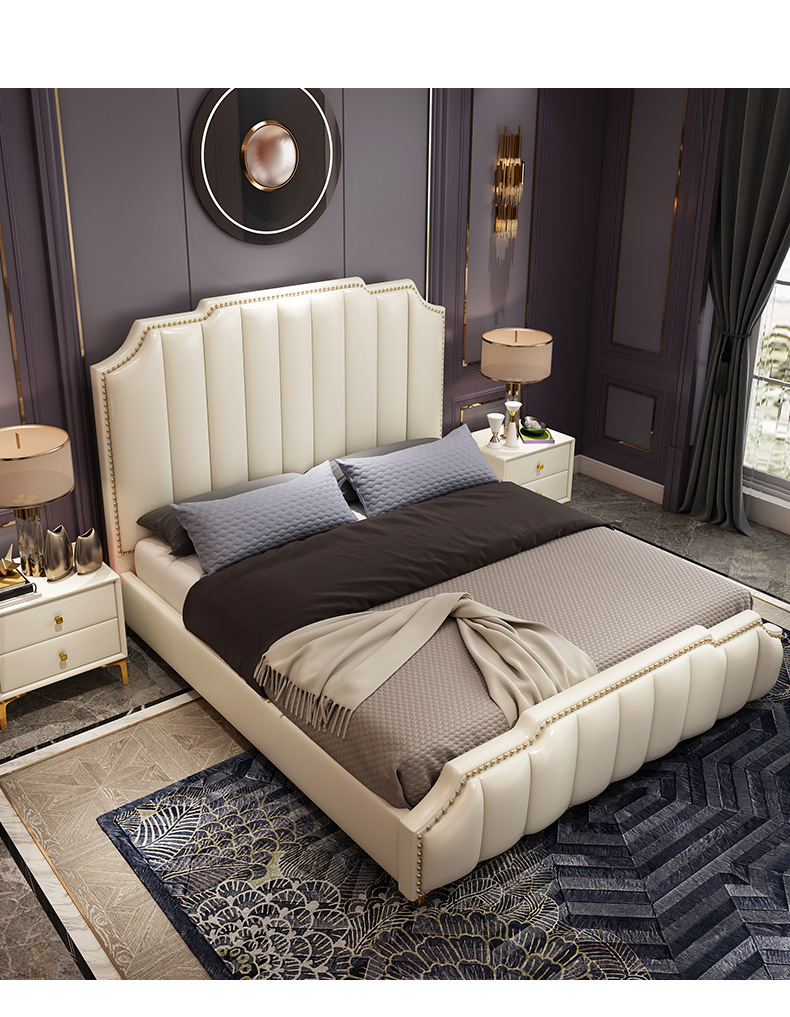 轻奢美式主卧公寓出租床 现代简约双人床港式风ins网红床卧室婚床