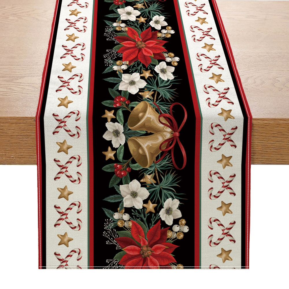 [Clothes] Cross-Border Table Runner New Christmas Decorative Creative Printing Christmas Holiday Kitchen Entrance Small Tablecloth