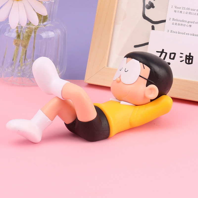 跨境亚马逊实心休闲车载躺姿大雄中控台装饰手办公仔汽车摆件盲盒