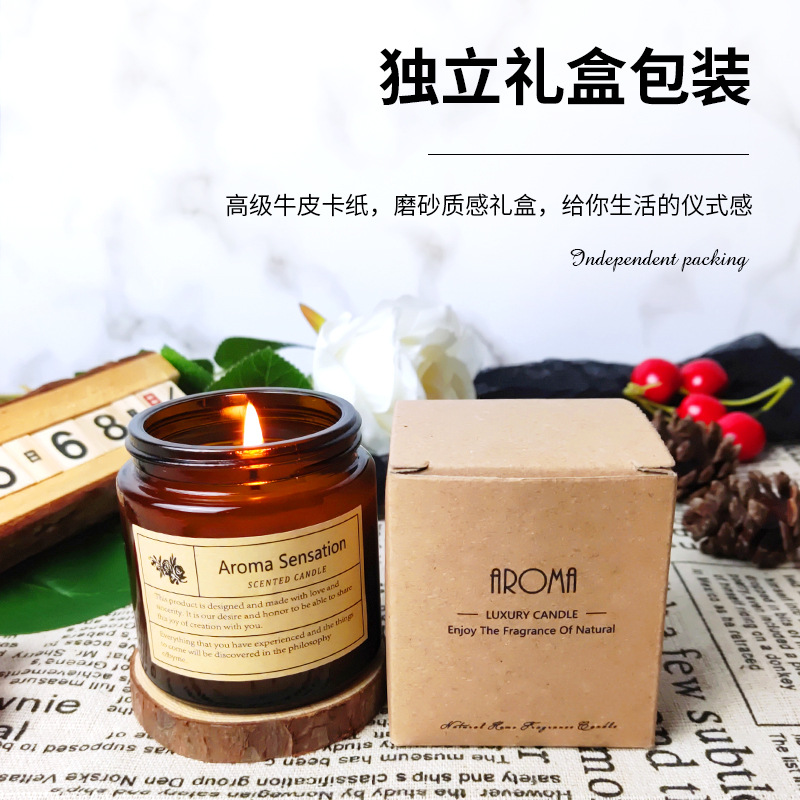 Customized Aromatherapy Candle Smaller Brown Bottle Pharmacy Bottle Soy Wax Smokeless Travel Emergency Lighting Bedroom Factory Wholesale