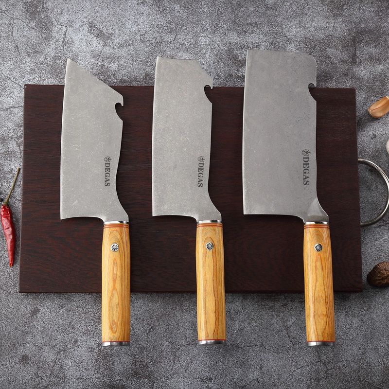 新款家用菜刀锋利免磨切肉片刀宰鱼刀彩木柄斩切刀