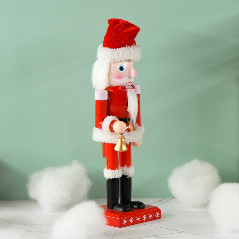 Festival New 25cm Red Santa Claus Hand Bell Nutcracker Christmas Decoration European Style Home Decoration