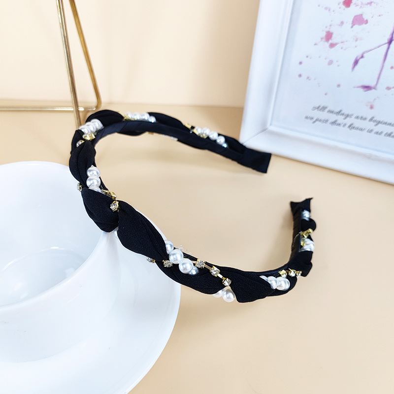 Pearl Headband Female Super Shiny Crystal Winding Headband Hairpin Korean Online Influencer Refined Fairy Mori Headwear Factory