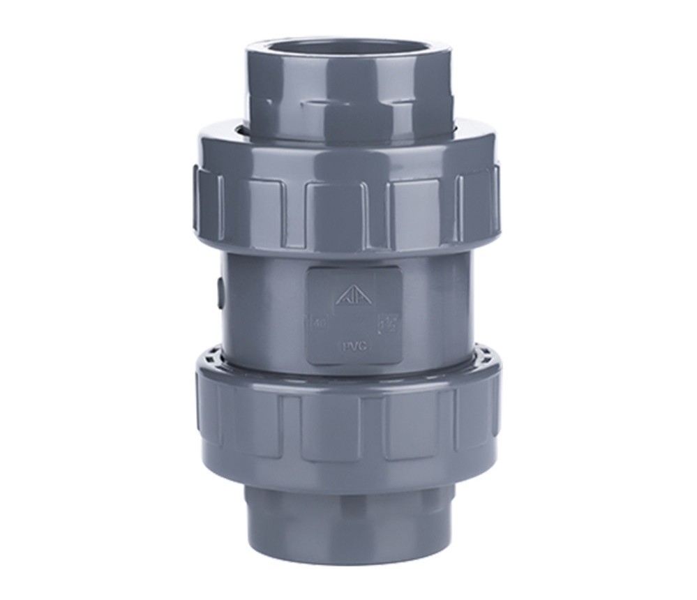 台湾环琪upvc双由令球型止回阀 pvc立式球型逆止阀双活接止回阀