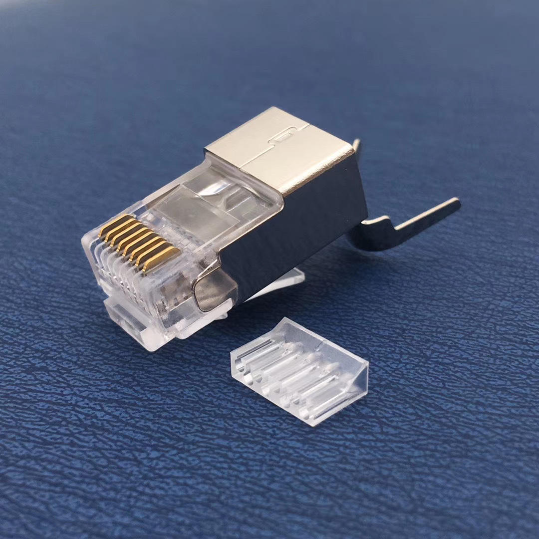 5线孔  铜壳 镀金 7类 水晶头 全包