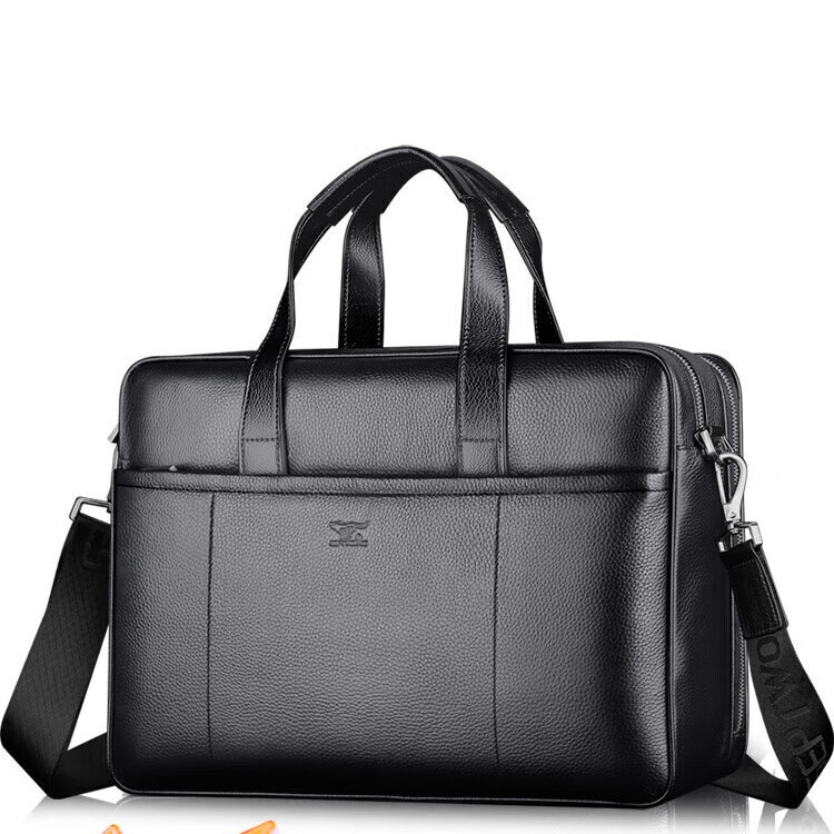 七匹狼真皮男士商务公文包头层牛皮大容量手提包15英寸电脑包旅行