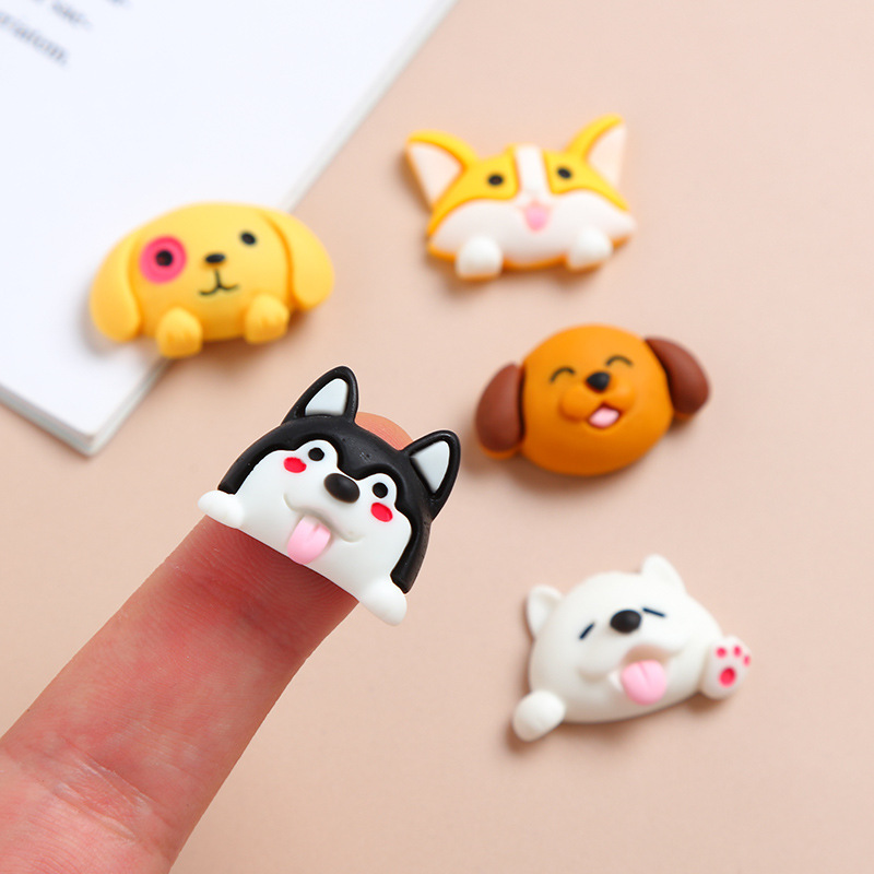 Cartoon Puppy Animal Head Cream Glue Phone Case DIY Material Package Handmade Hair Accessories Resin Accessories