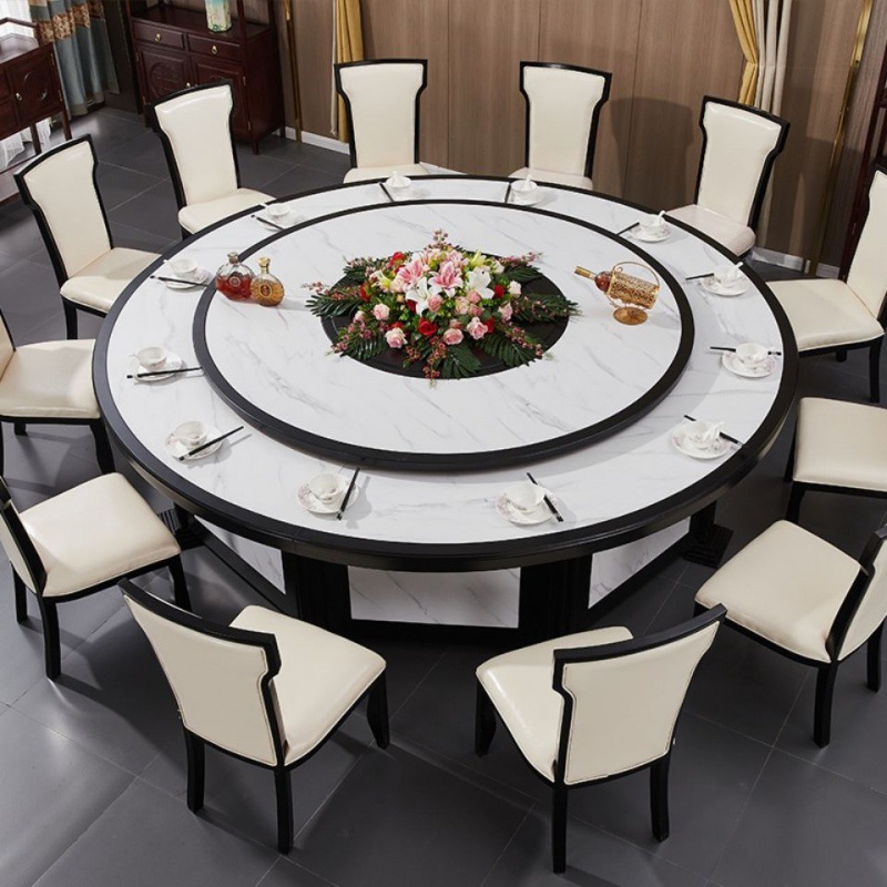 tp酒店电动餐桌大圆桌椅组合旋转转盘饭店包厢火锅店15人20人新中