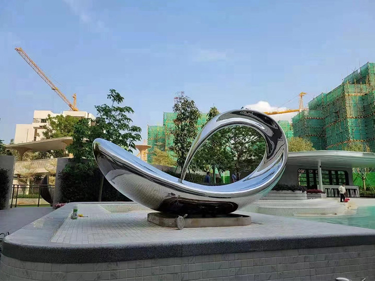 不锈钢水滴波纹浪花雕塑户外酒店景观雕塑落地摆件水浪水景装饰品