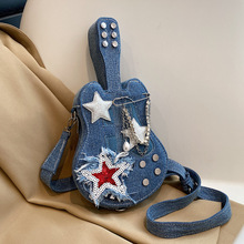 新款小众设计吉他形状小包女创意小提琴造型牛仔布包包跨境单肩包