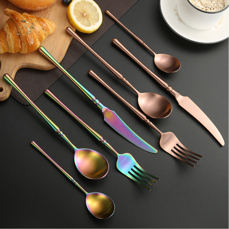 Cross-Border 304 Stainless Steel Hotel Home Holy Fire Small Waist Creative Thickened Steak Western Tableware 4 Component Set