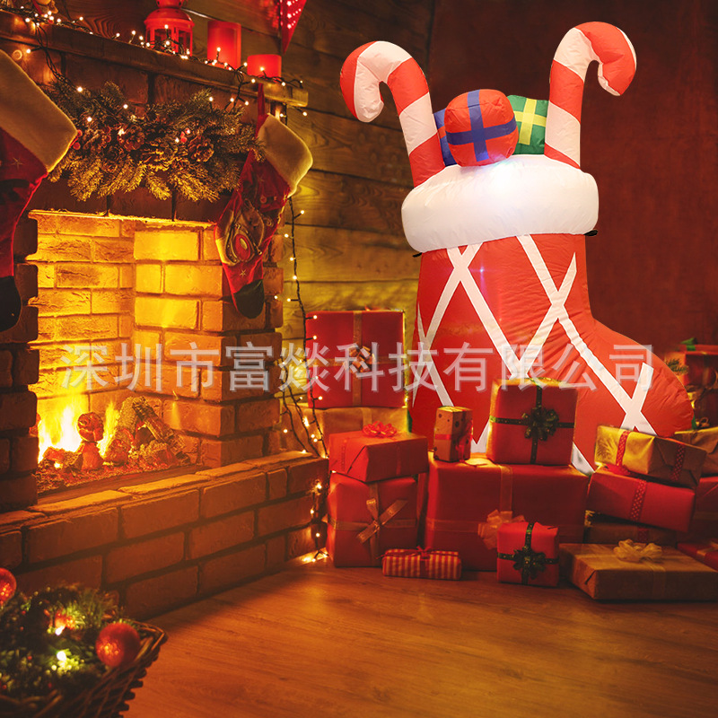 Amazon Is Dedicated to 4ft New Inflatable Christmas Gift Socks Inflatable Inflatable Socks Snowman Decorative Gas