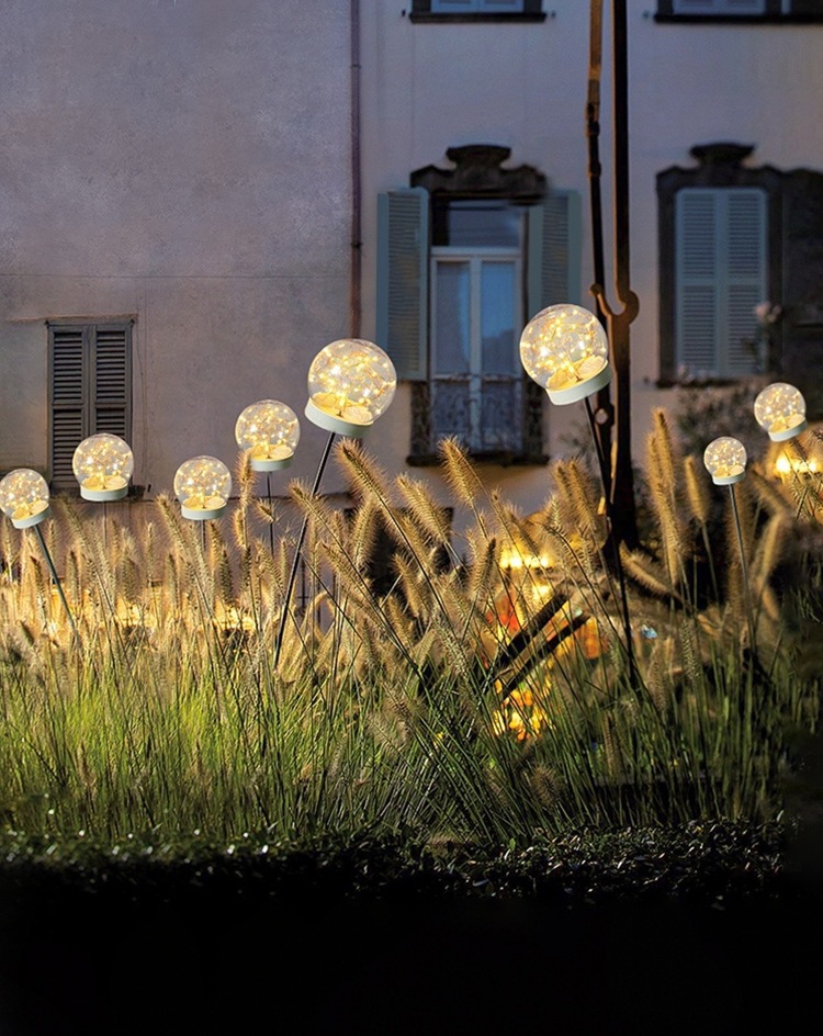 led太阳能铜丝球灯 圆球芦苇插地灯 婚庆氛围装饰灯 橱窗景观灯饰