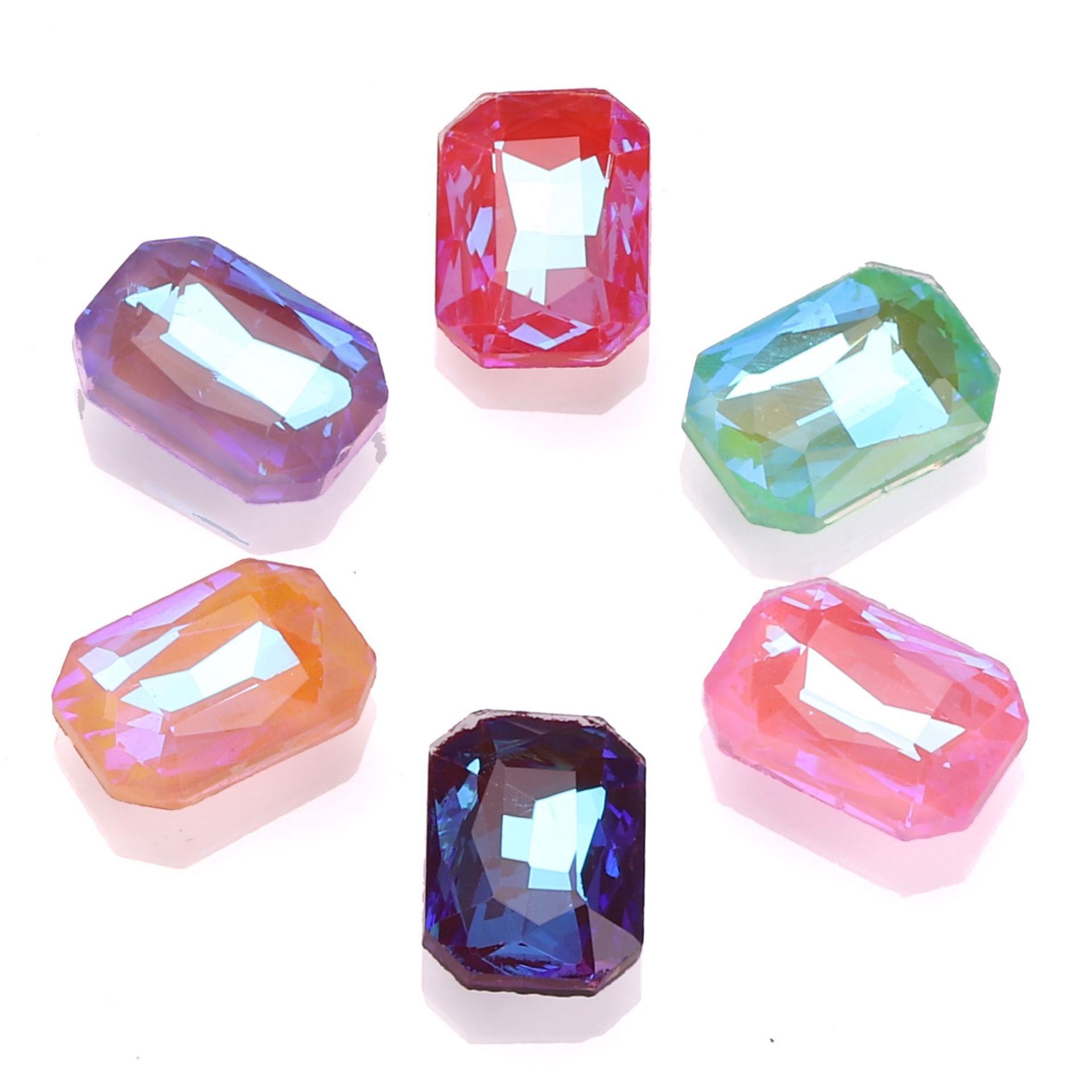 Foreign Trade 10x14 Rectangular Octagonal Mocha Plated Bottom Diamond K9 Bright Crystal Gem DIY Diamond Nail Beauty Rhinestone Ornaments Accessories