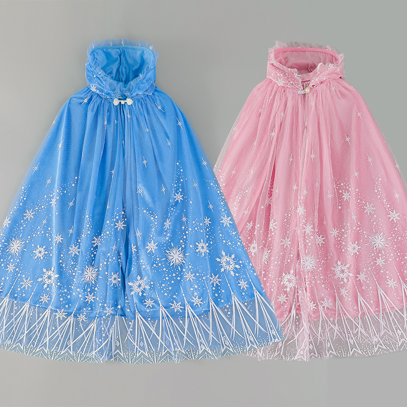 冰雪奇缘披风女童新款爱莎斗篷艾莎公主防晒披纱儿童披肩秋季外搭