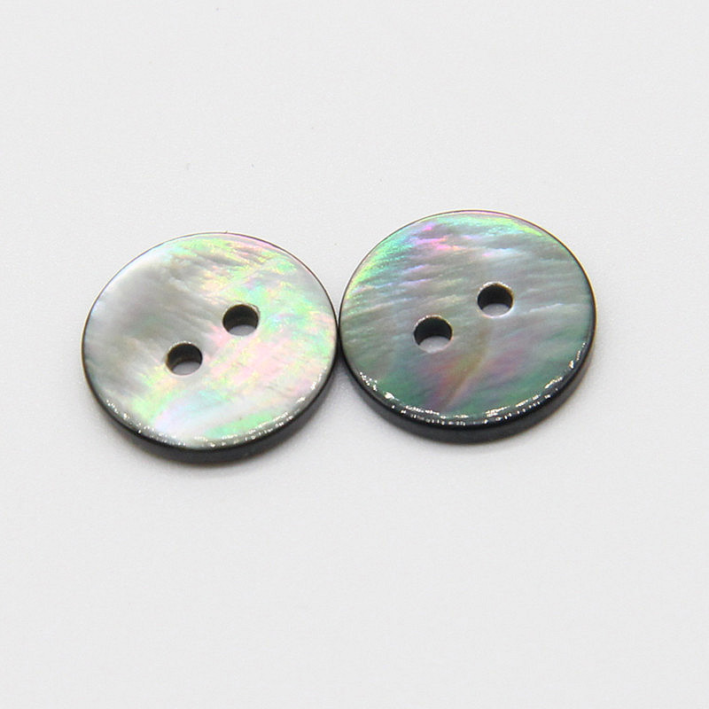 高档马氏贝 黑蝶贝壳钮扣 白色淡水贝 圆形两眼黑白贝壳衬衣纽扣