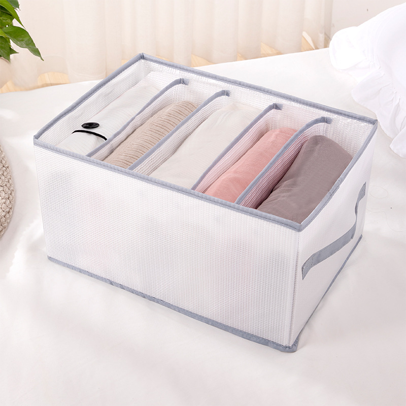 Cross-Border New Pvc Mesh Folder See-through Compartment Clothes Storage Box Drawer Pants Storage Organizing Box