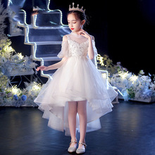 白色公主裙2024春季仙气新款简约走秀小女孩钢琴演出礼服厂家货源