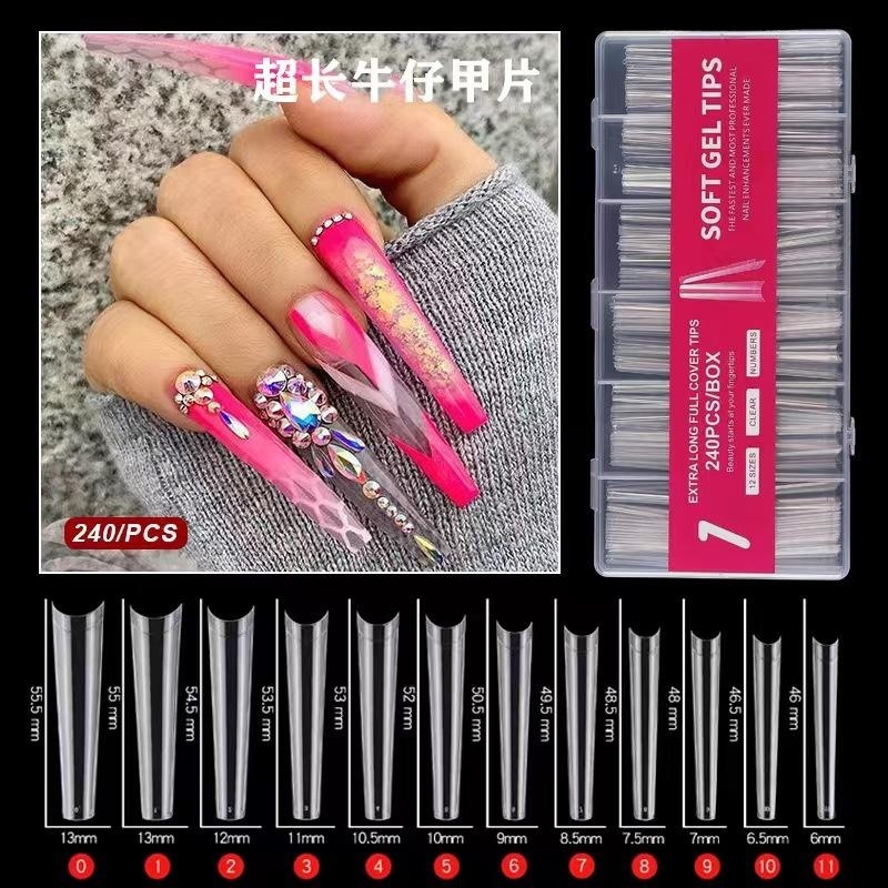 Manicure Nail Piece Super Long Nail Piece 240 Pieces Boxed Ballet Water Drop Denim Full Stick Water Pipe