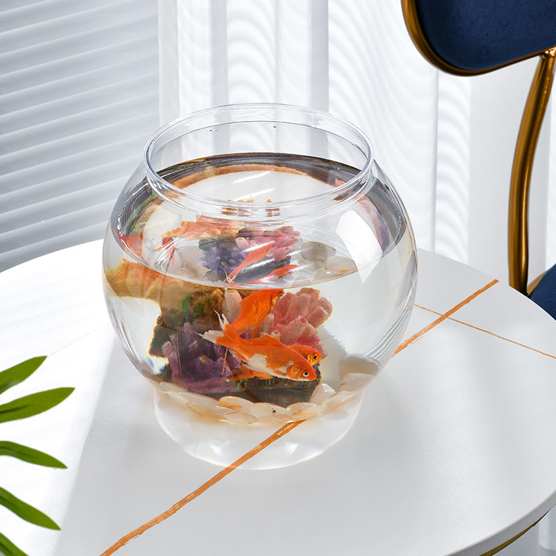 Plastic Pet Thickened Living Room Fish Tank High Transparent Small Desktop Fish Tank Household Hydroponic Plant Spherical Fish Globe