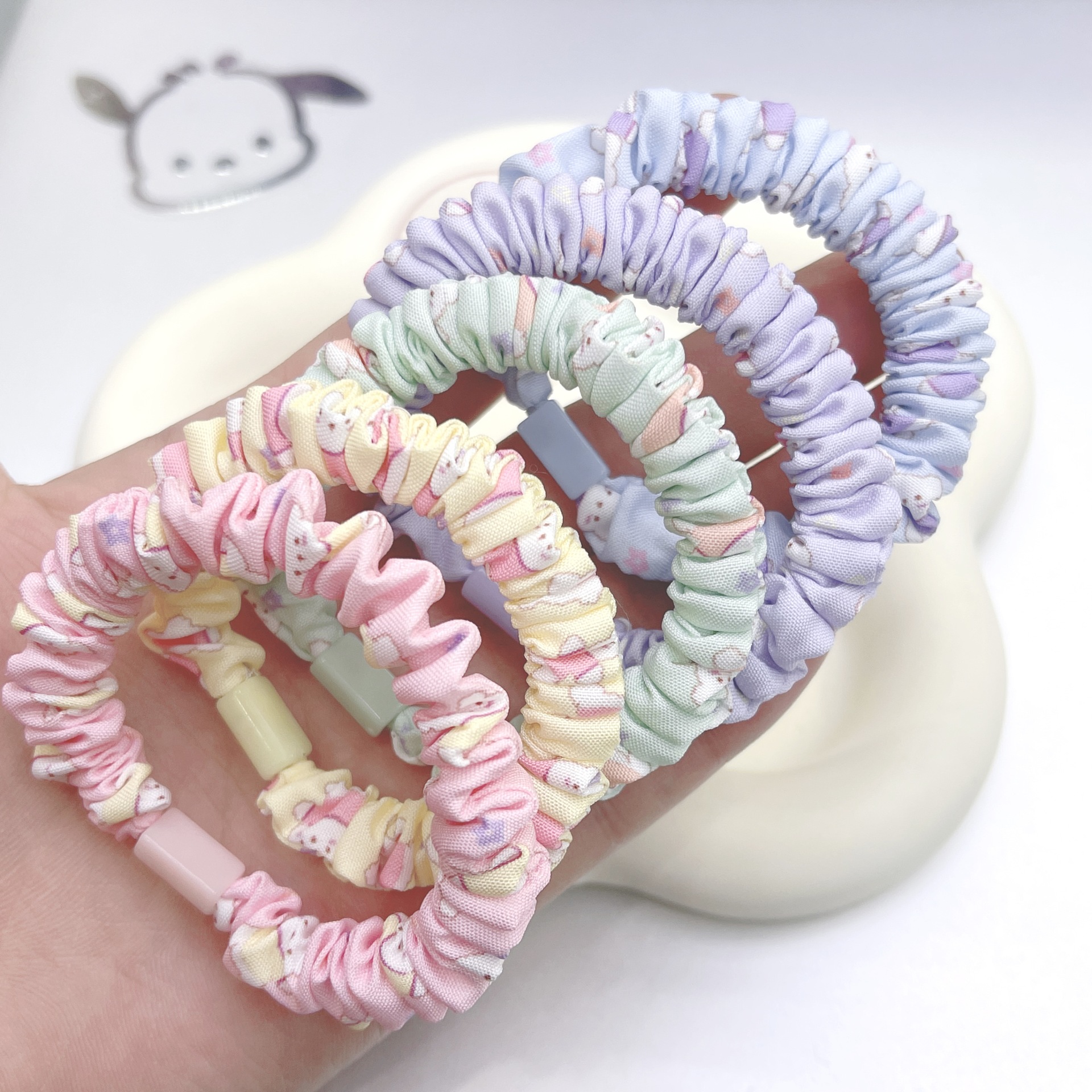 DIY Small Intestine Hair Ring Women's Fabric Headdress Ins Internet Celebrity Minimalist All-Match Hair Elastic Band Bear Hair Rope Hair Accessories