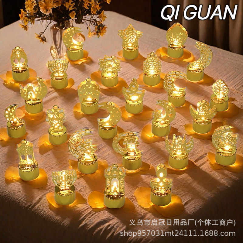 厂家直销跨境led小夜灯节日氛围金底小夜灯蜡烛灯装饰摆件电子