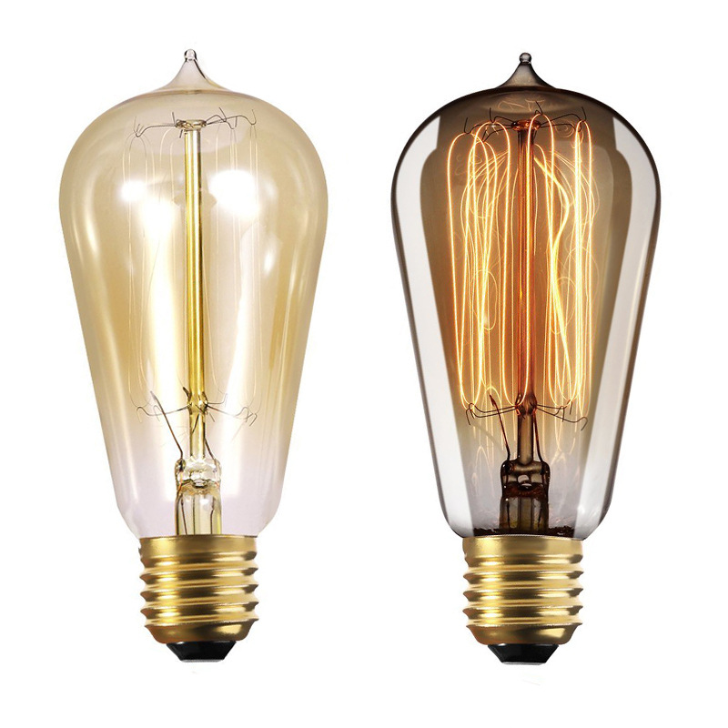 st58爱迪生灯泡40w60w复古钨丝灯泡泪滴外形装饰蚕丝灯泡