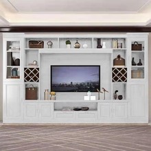 现代简约实木电视柜客厅整体电视背景墙柜组合柜简约橡木影视地柜