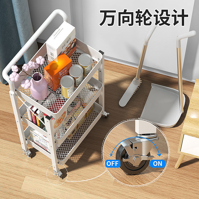 Installation-Free Folding Kitchen Storage Rack Floor Multi-Layer Vegetable Basket Baby Products Storage Rack Trolley Movable